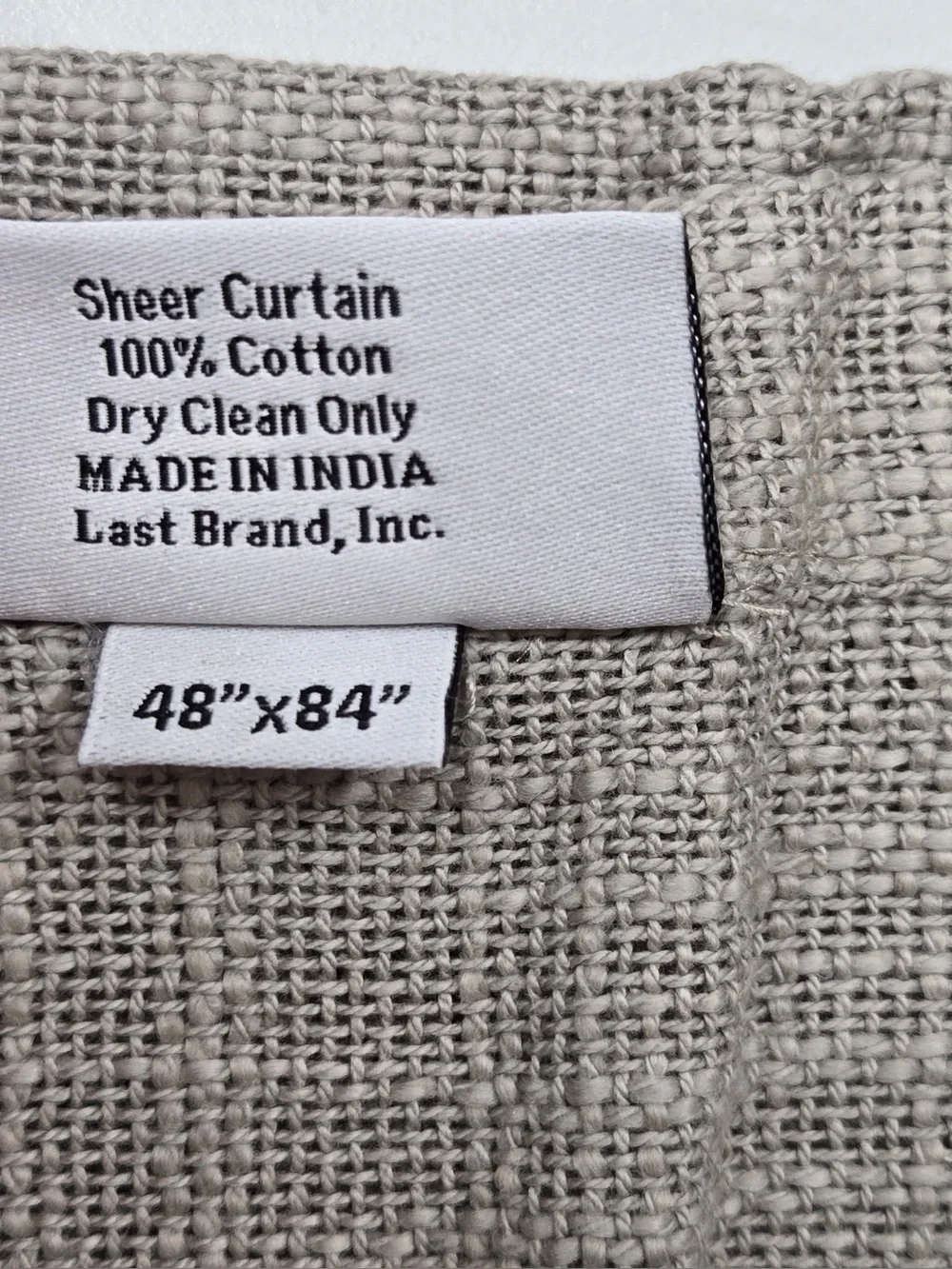 NWT QUINCE Set Of 4 48x84 Cotton Sheer Curtains Grey 0837